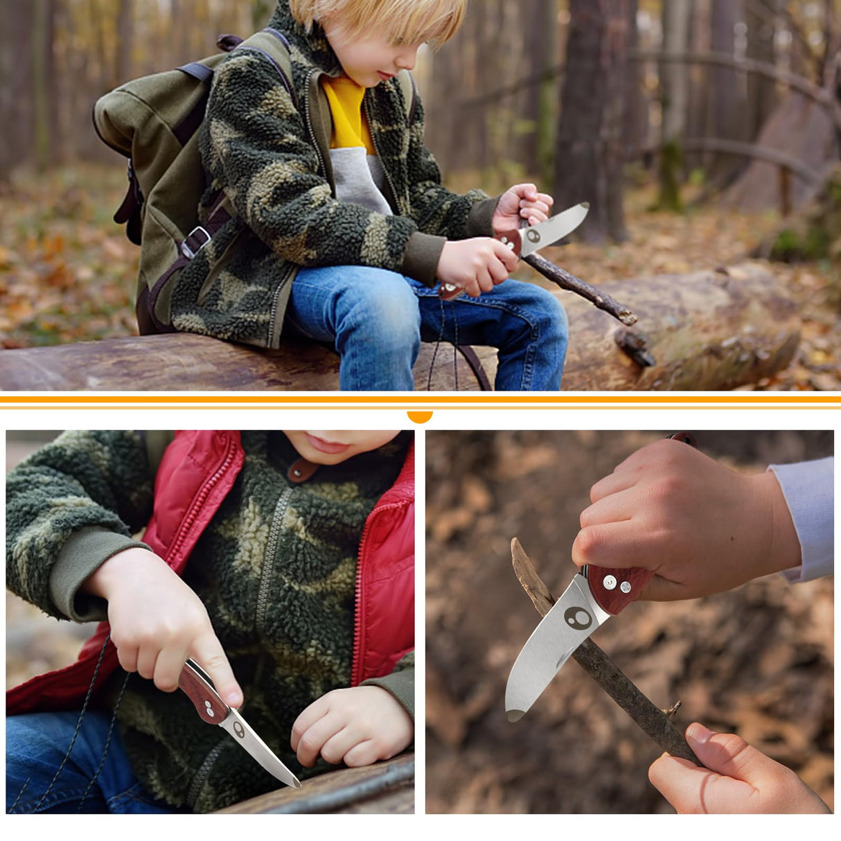 ZLemma Kids Pocket Folding Knife with Safety Rounded Tip, Made Of Japanese Stainless Steel and Rosewood, Children’s First Folding Knife With Sharp ZLemma