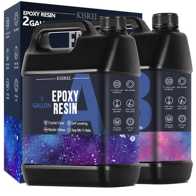 KISREL Epoxy Resin 2Gallon - Crystal Clear Epoxy Resin Kit - No Yellowing No Bubble Art Resin Casting Resin for Art Crafts, Jewelry Making, Wood &