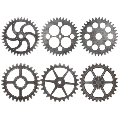 Wooden Industrial Steampunk Style Gear Wheel Wall Decoration 10 Inch Vintage Wooden Gear Combination Farmhouse Hanging Wall Decor for Home Wall Bar