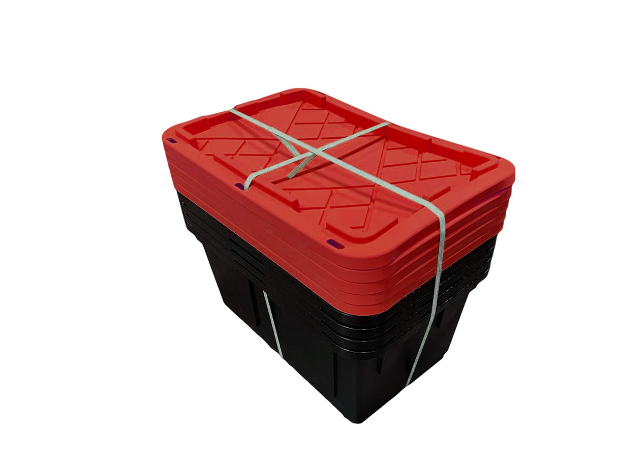 MonsterRAX 27 Gallon Storage Bins - Stackable, Lockable, 5-pack (Red) MonsterRAX Storage Solutions