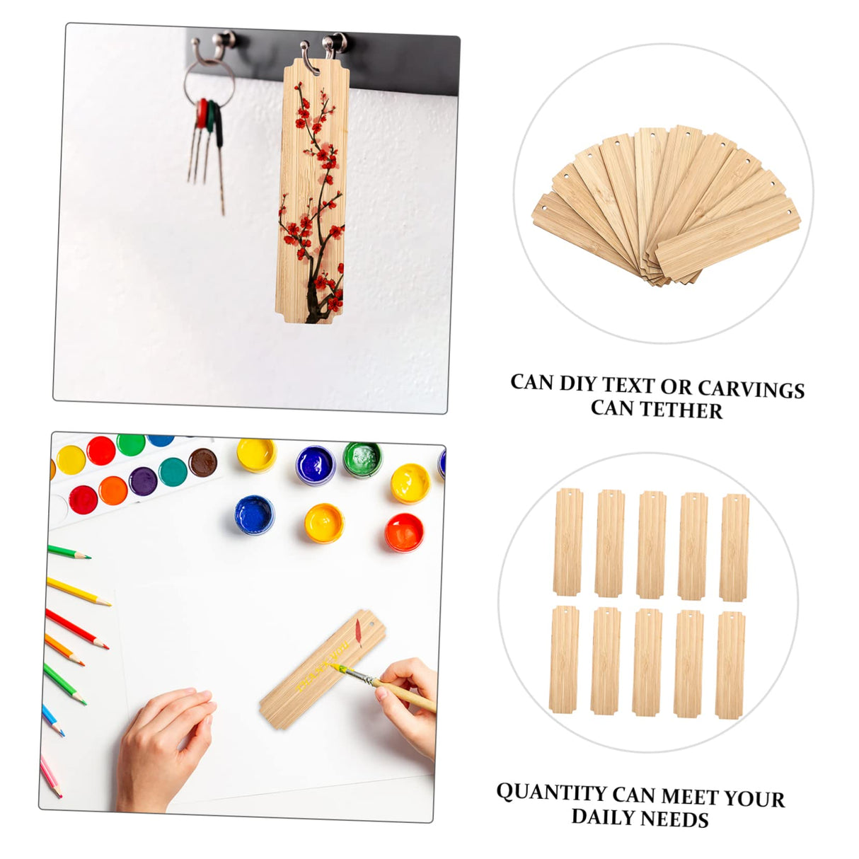 VILLCASE 20 pcs Wooden Blank Bookmark Blank Bookmarks to Decorate Decorative Bookmark Unfinished Wooden Bookmarks DIY Book Page Marker Blank Wooden VILLCASE