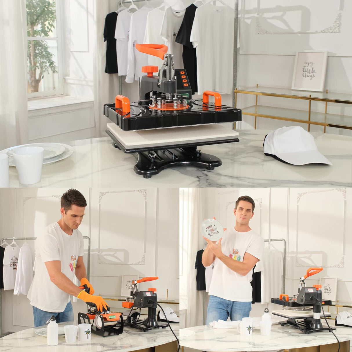 Pro 8 in 1 Heat Press Machine Combo T Shirt Pressing Machine 15x12Multifunctional 360°Rotation Swing Printing Sublimation Heat Press Transfer Machine DREAMVAN