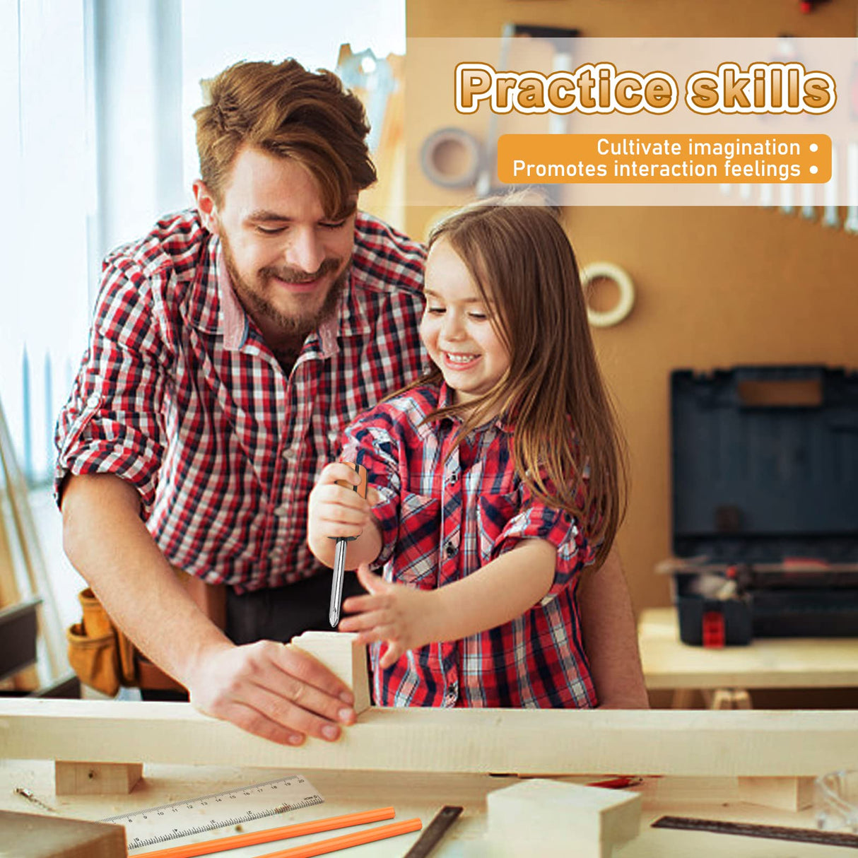 VIGRUE ππ’ππ¬ ππ¨π¨π₯ πππ, Children Gift Present Real Hand Tools Kit with Belt and Bag, Boy Builder Small Learning Accessories Construction Hammer VIGRUE