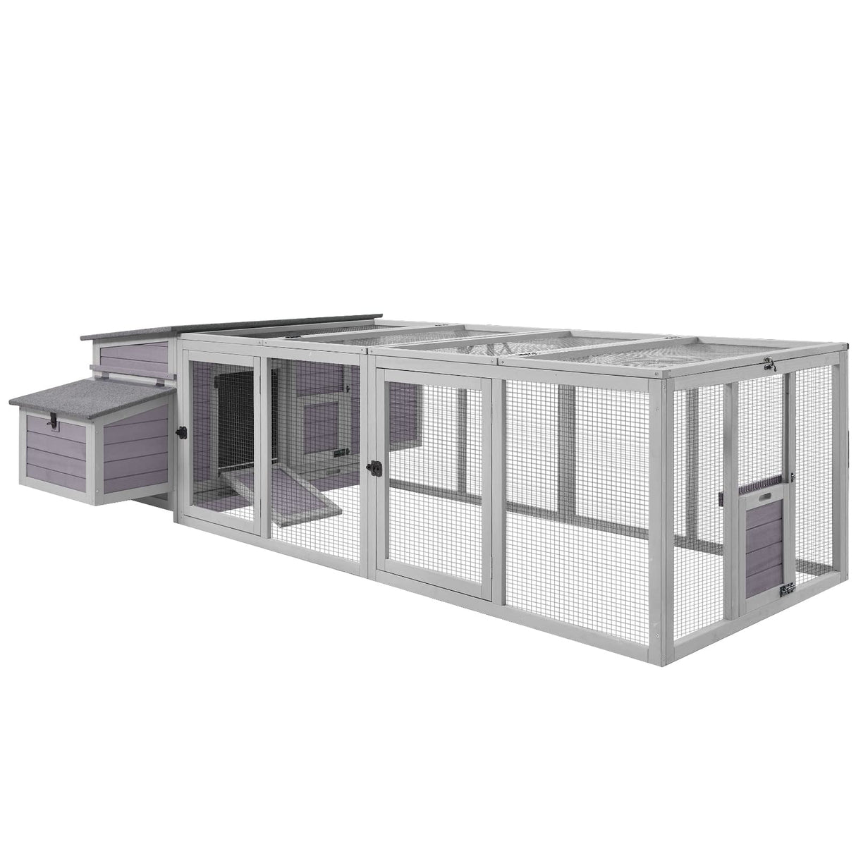 Aivituvin Chicken Coop Wooden Hen House Two Nesting Box with Large Run Outdoor Rabbit Hutch Bunny Cage Poultry Coop Suit for 4-6 Chickens Aivituvin