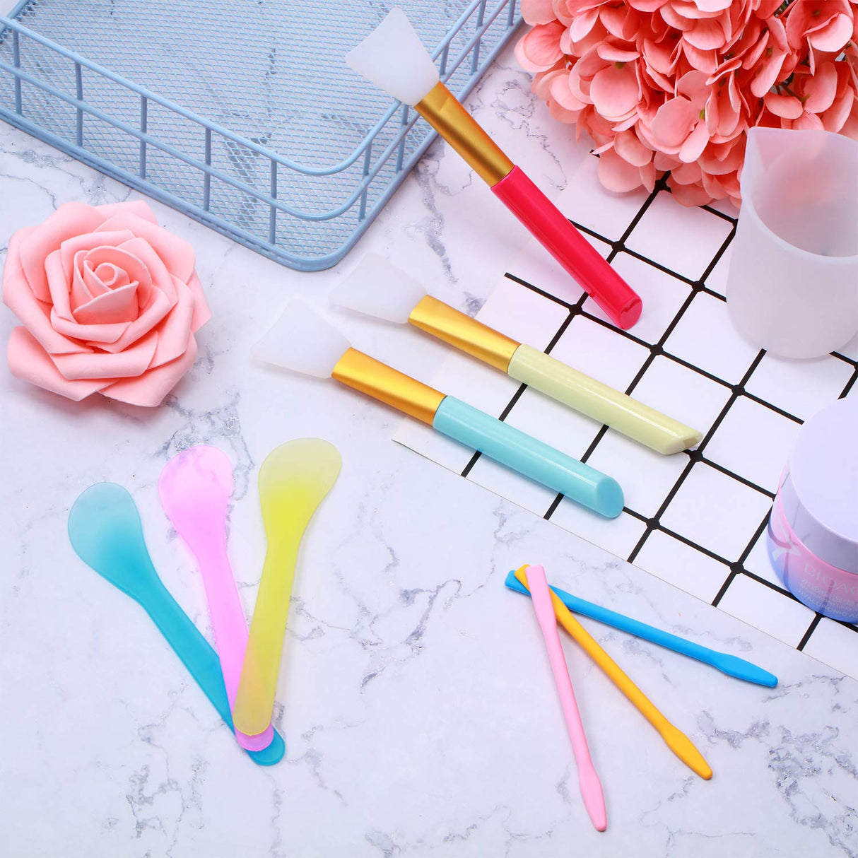 12 Pieces Resin Brush Silicone Stir Sticks Kit, Silicone Epoxy Brush Silicone Stirring Tool Applicator Mixing Spoon Silicone Scraper DIY Crafts Tool Patelai