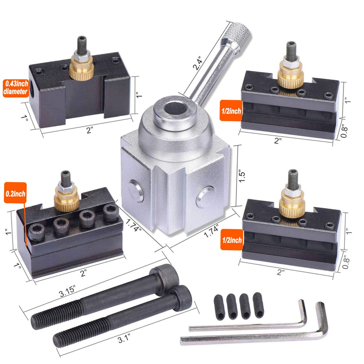 JWGJW 120034 Tooling Package Mini Lathe Quick Change Tool Post & Holders Multifid Tool Holder JWGJW