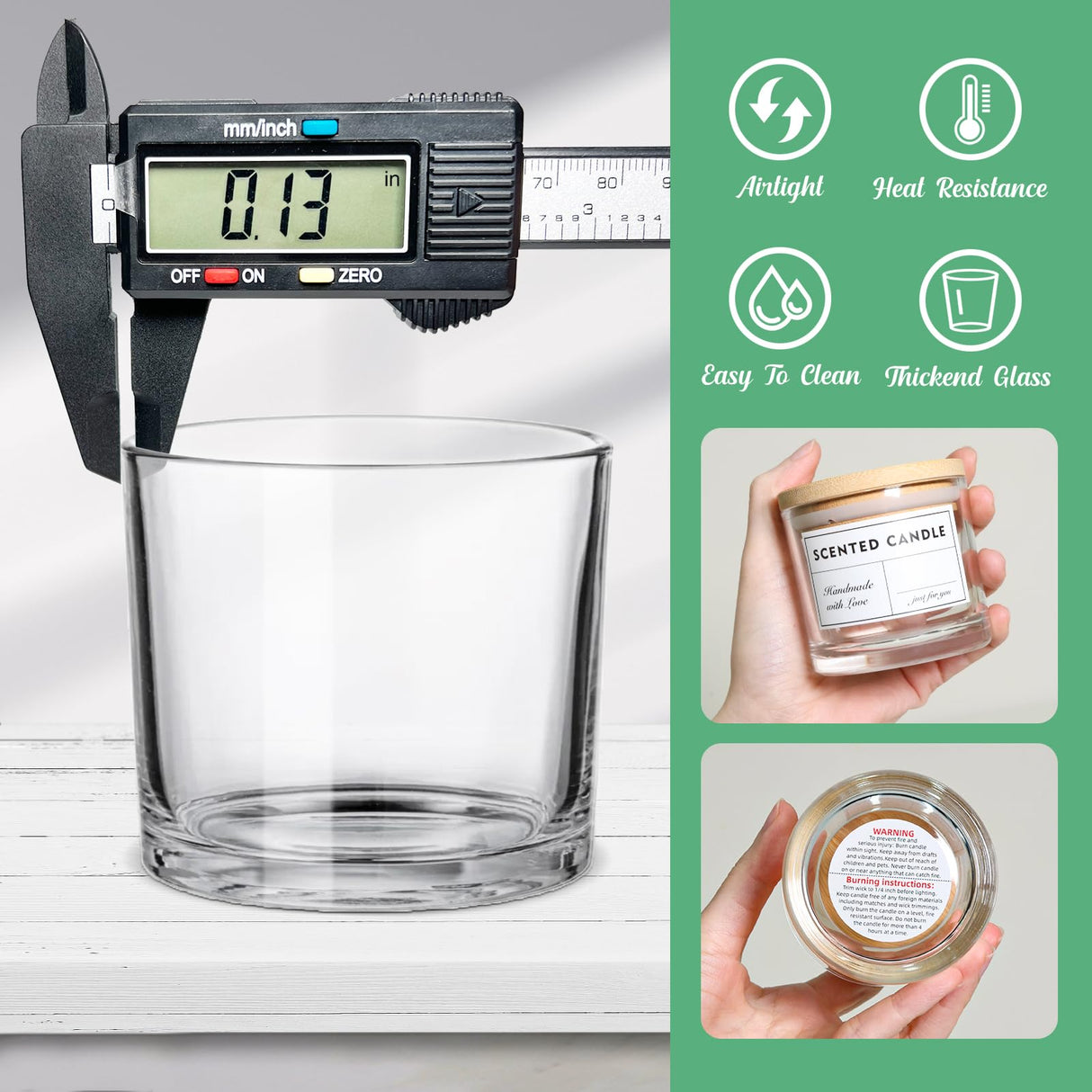 SUPMIND 4oz Glass Candle Jars 12 Pack- Clear Empty Candle Jars with Bamboo Lids and Sticky Labels, Bulk Small Candle Jars for Making Candles SUPMIND