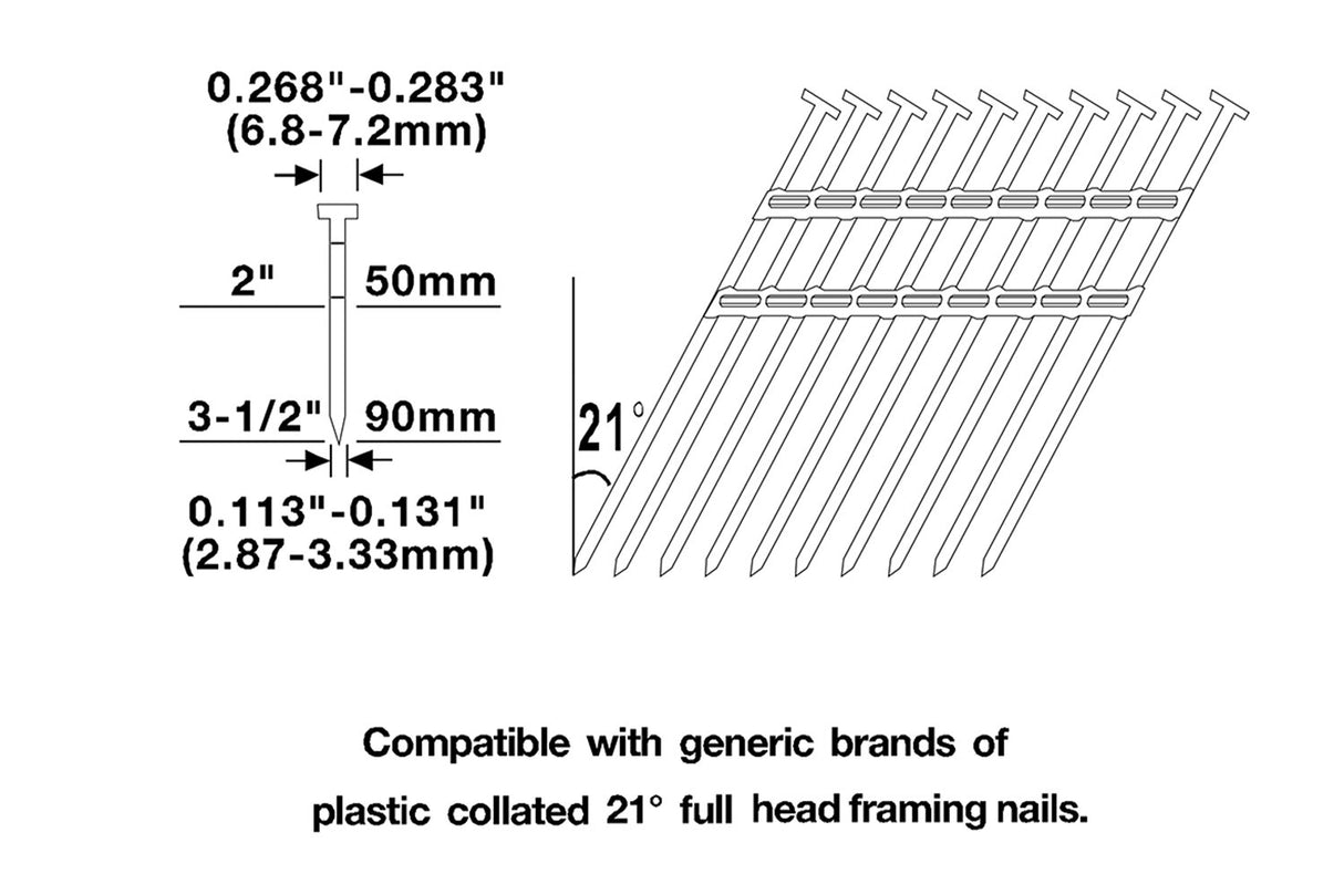 NuMax SFR2190 Pneumatic 21 Degree 3-1/2" Framing Nailer NuMax