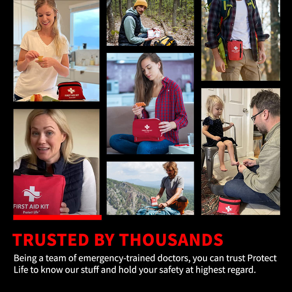 Protect Life First Aid Kit for Home/Business | HSA/FSA Eligible Emergency Kit | Hiking First aid kit Camping | Travel First Aid Kit for Car|Small Protect Life