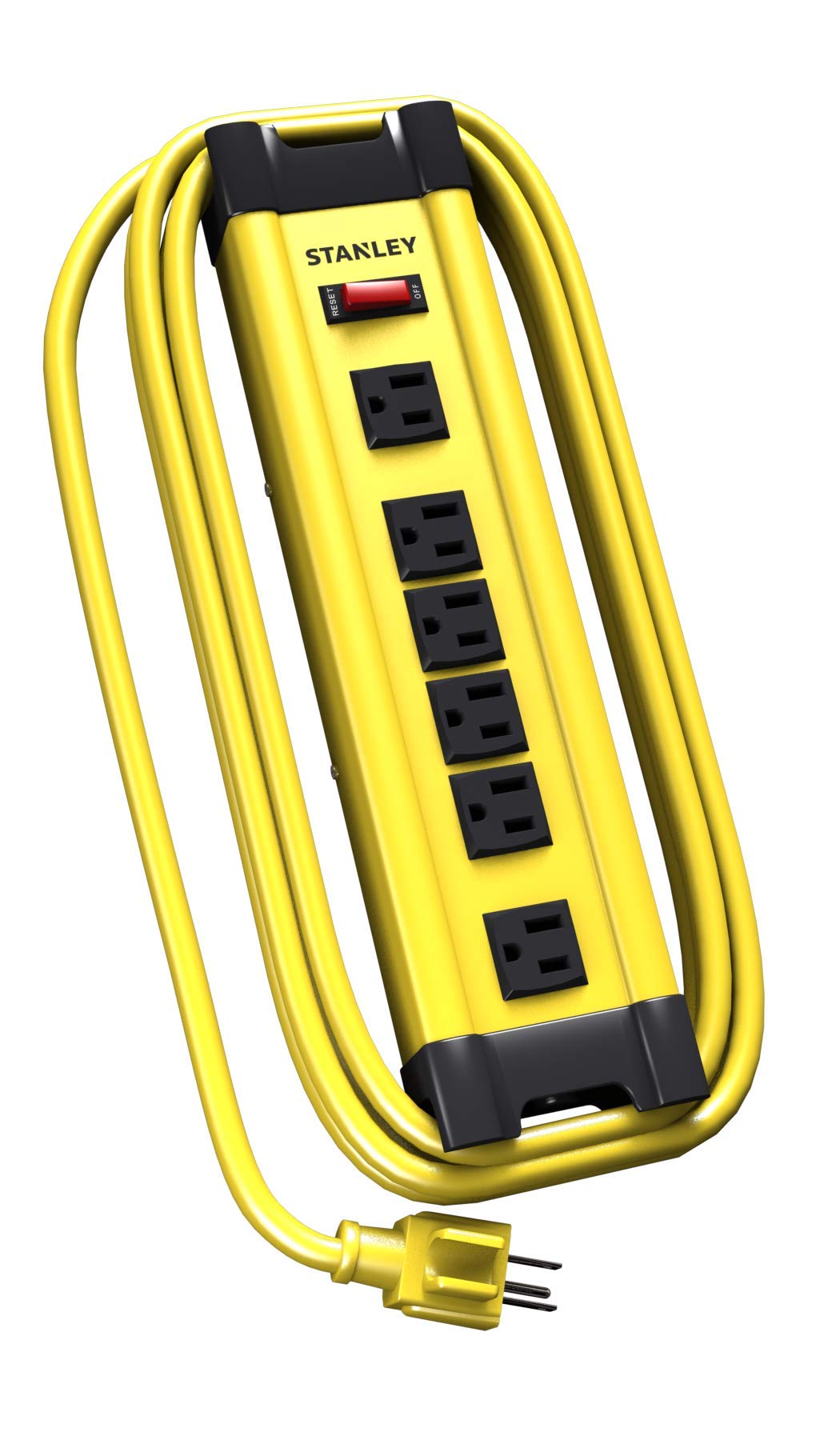 Stanley 31608 ShopMax 6-Outlet Metal Power Strip, Yellow, 10-Foot Stanley