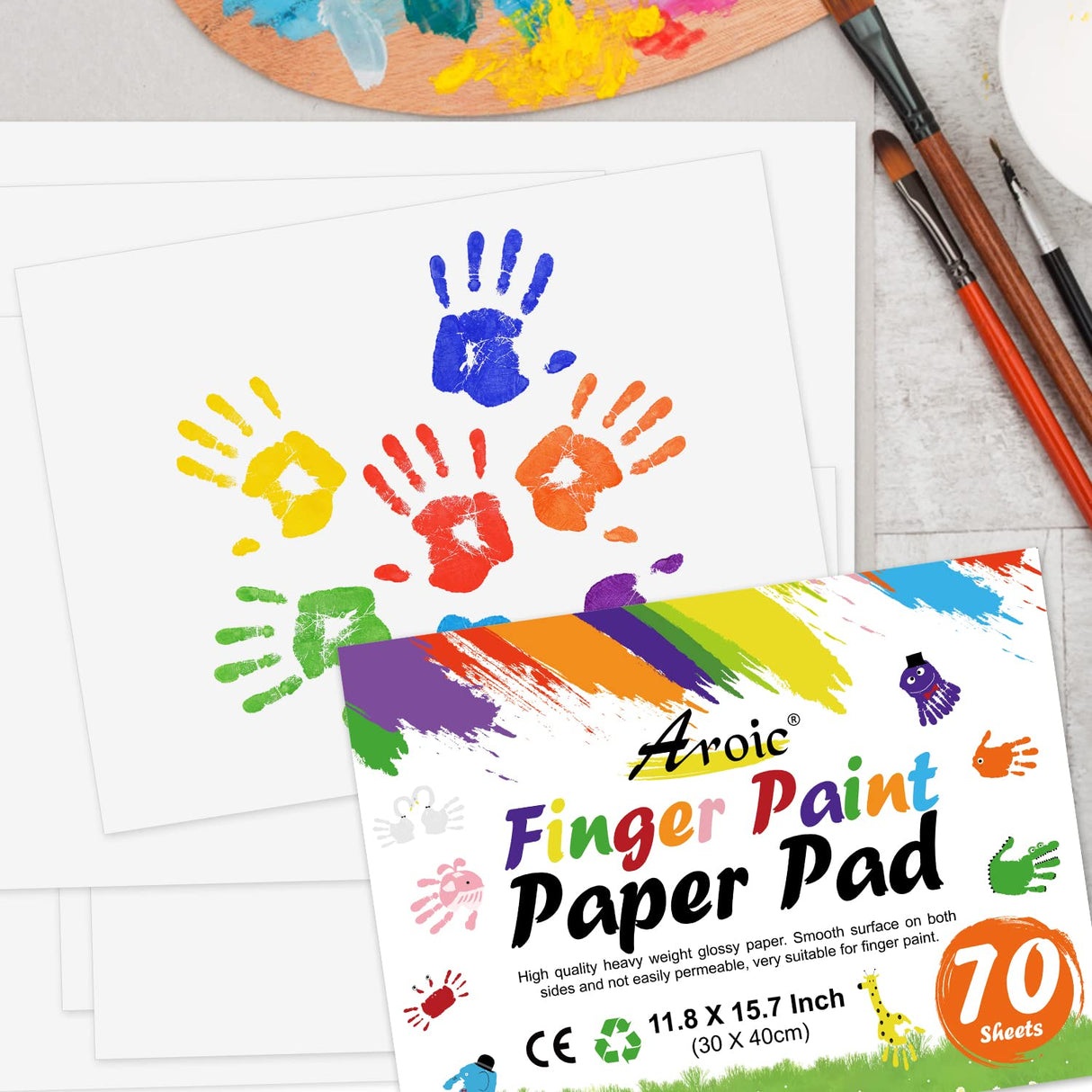 AROIC 70 Sheets Finger Paint Paper 11.8 x 15.7 inches, Paint Pad for Kids, Fingerpaint Paper For Toddlers And Kids, Kids Art Supplies, Art Paper AROIC