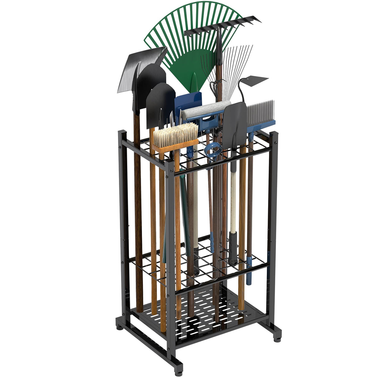 Sttoraboks Garden Tool Organizer, Yard Tool Tower Rack for Garage Organization and Storage, Up to 35 Long-Handled Tools/Rakes/Brooms, Heavy Duty Sttoraboks