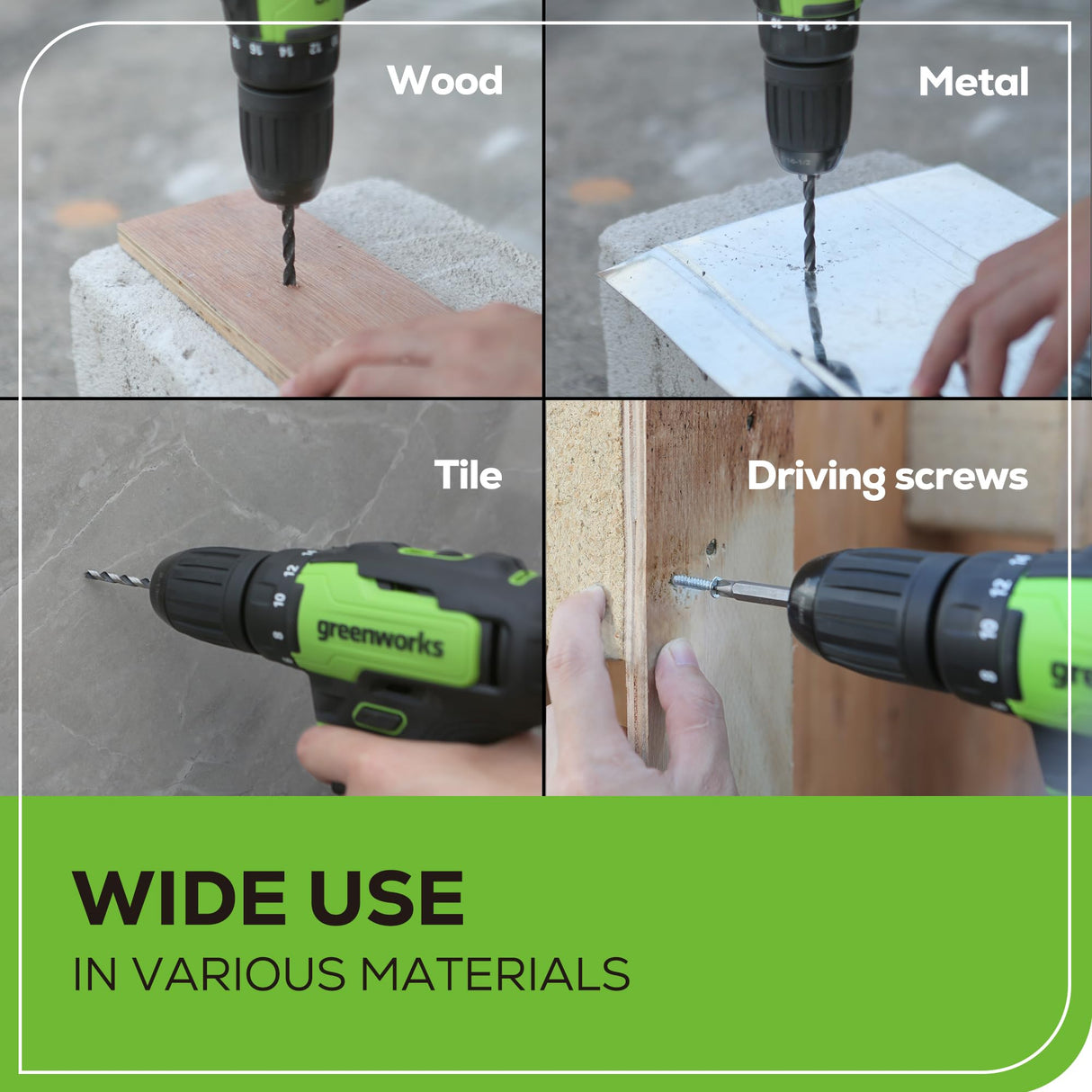 Greenworks 24V Brushless Cordless Drill Kit, 310 in./lbs, 18+1 Position Clutch, 1/2 '' Keyless Chuck, Variable Speed, 1.5Ah Battery With 2A Charger, Greenworks