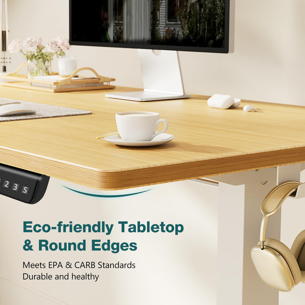 SMUG Standing Desk, Adjustable Height Electric Sit Stand Up Down Computer Table, 40x24 Inch Ergonomic Rising Desks for Work Office Home, Modern Lift SMUG