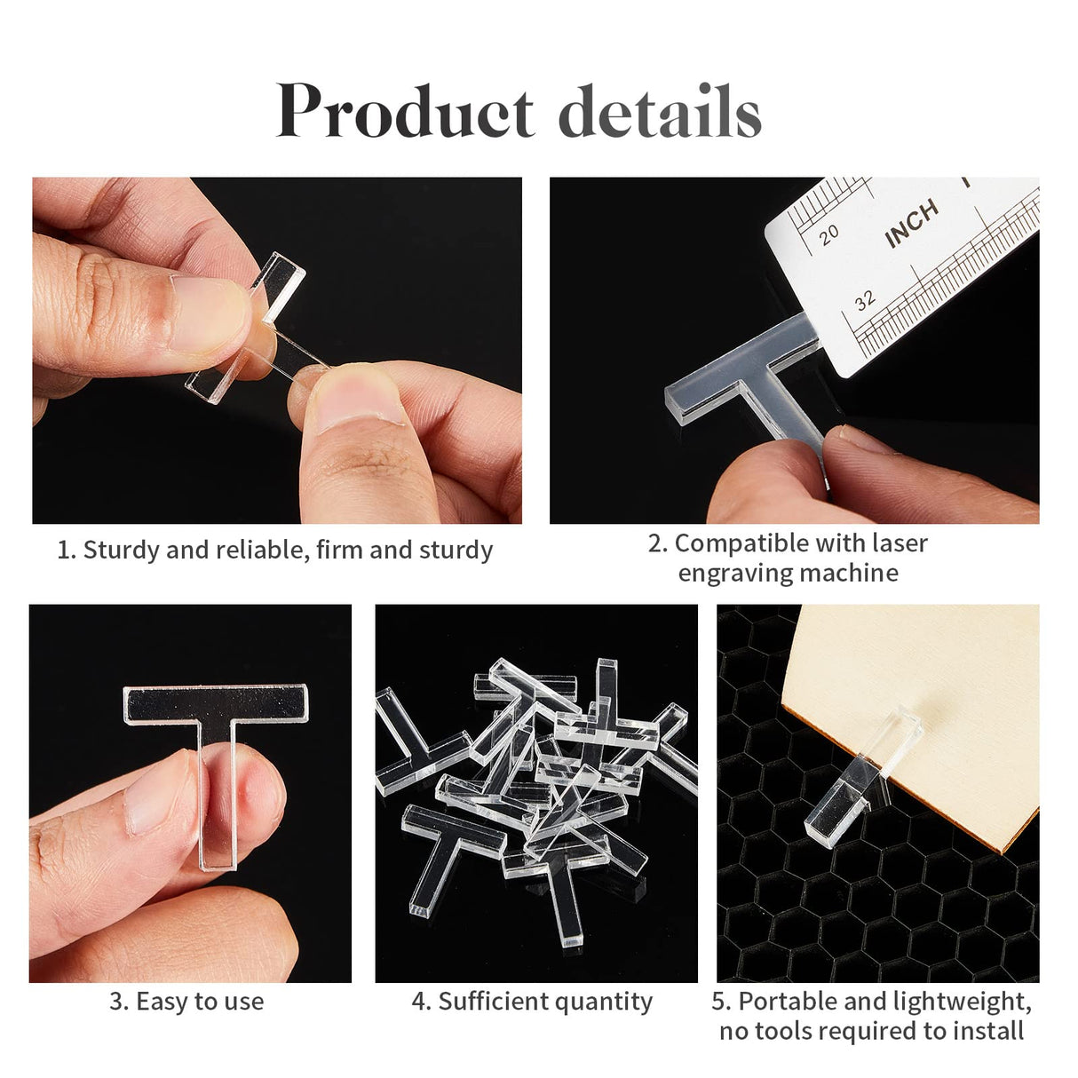 Juexica 12 Pcs Acrylic Honeycomb Pins Honeycomb Bed Pins Hold Down Pins Accessories Craft Cutting Tools Compatible with xTool D1 Laser Engraver and Juexica