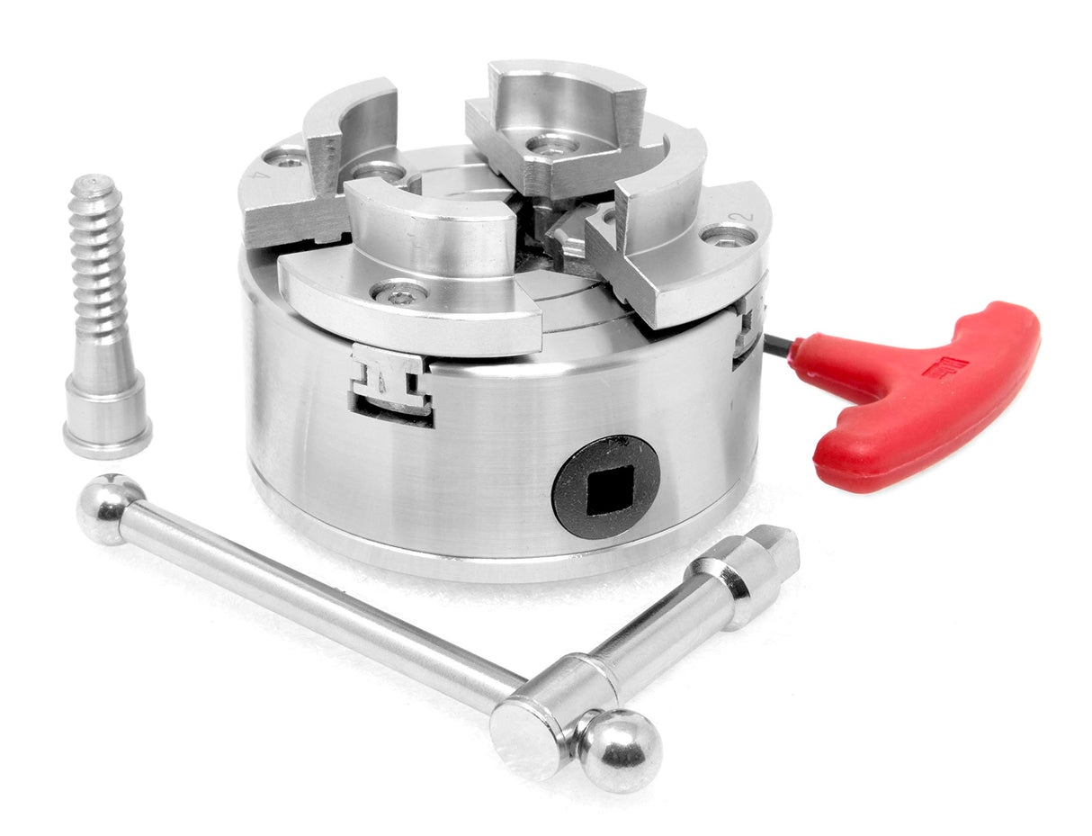 WEN LA4374 3.75-Inch 4-Jaw Self-Centering Lathe Chuck Set with 1-Inch x 8TPI Thread WEN