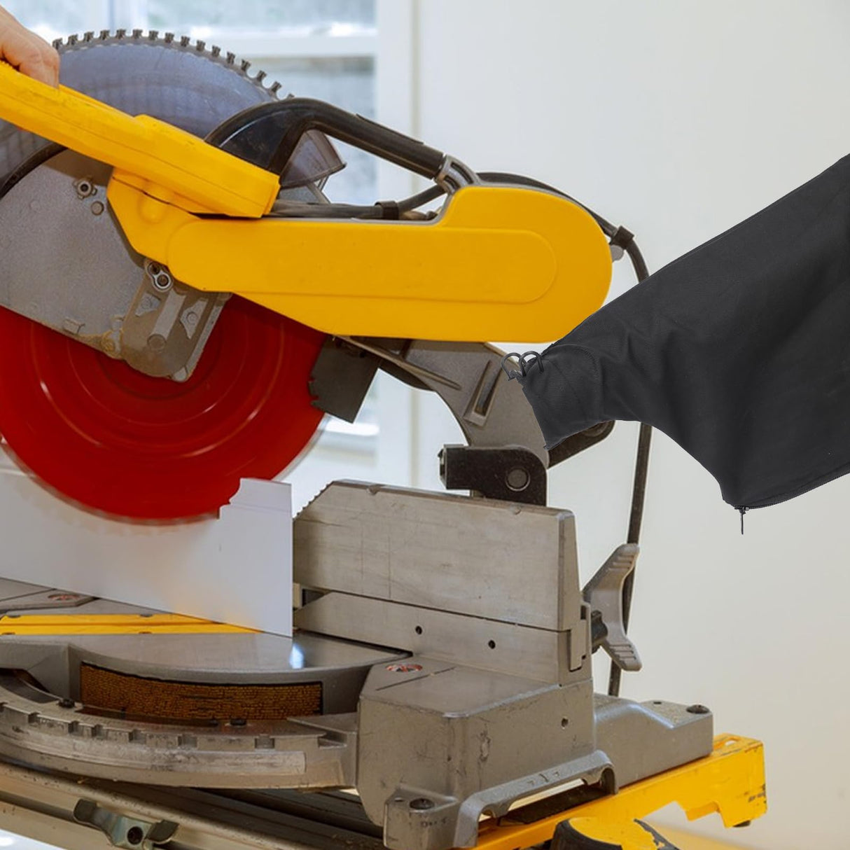 4Pcs Black Dust Collection Bag for Miter Saw Table Saw Miter Saw Dust Bag Black Dust Collection Bag 255 Model with Zipper and Wired Adjustable Stand Mozeat Lens