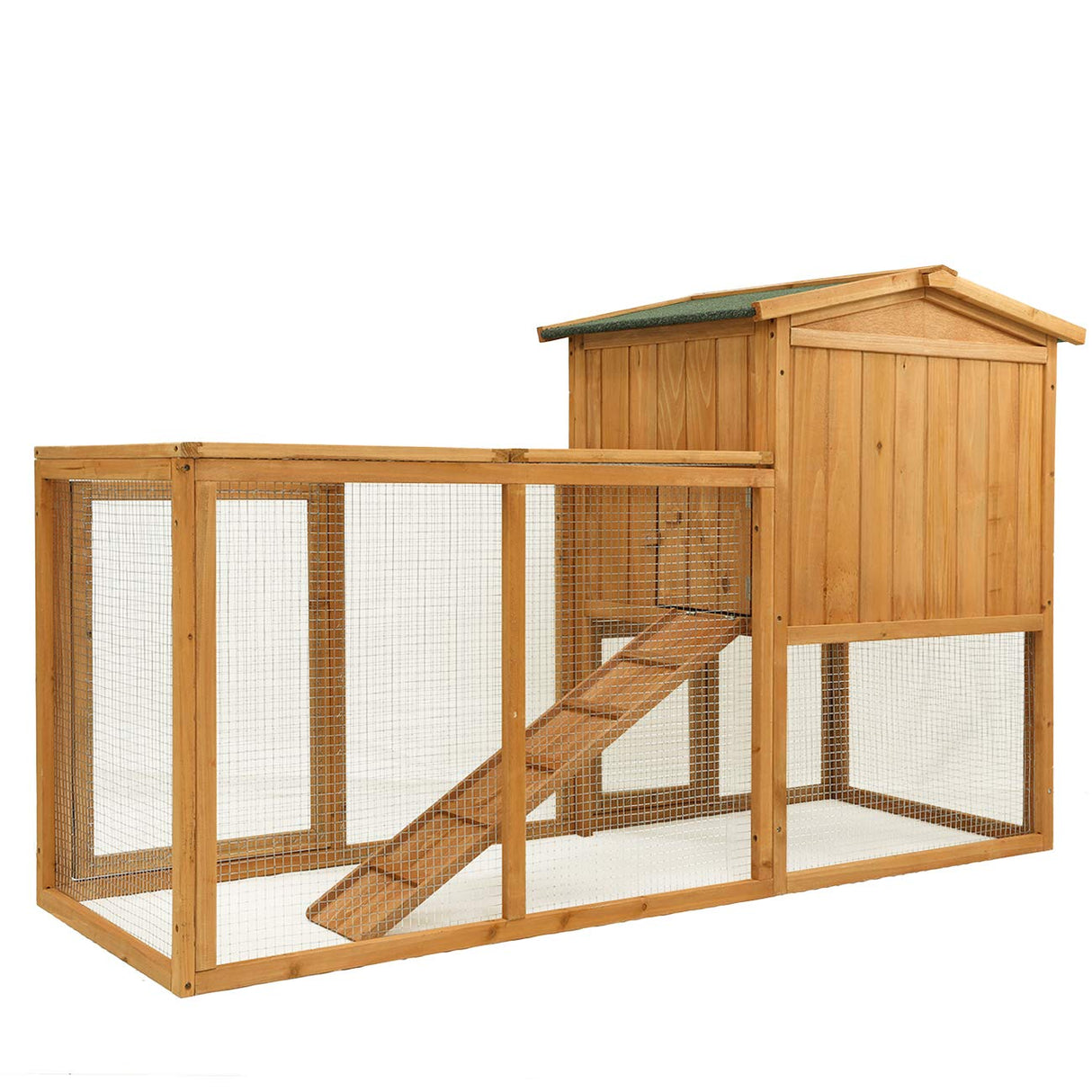 Ogrmar Chicken Coop Large Wooden Outdoor Bunny Rabbit Hutch Hen Cage with Ventilation Door, Removable Tray & Ramp Garden Backyard Pet House Chicken Ogrmar