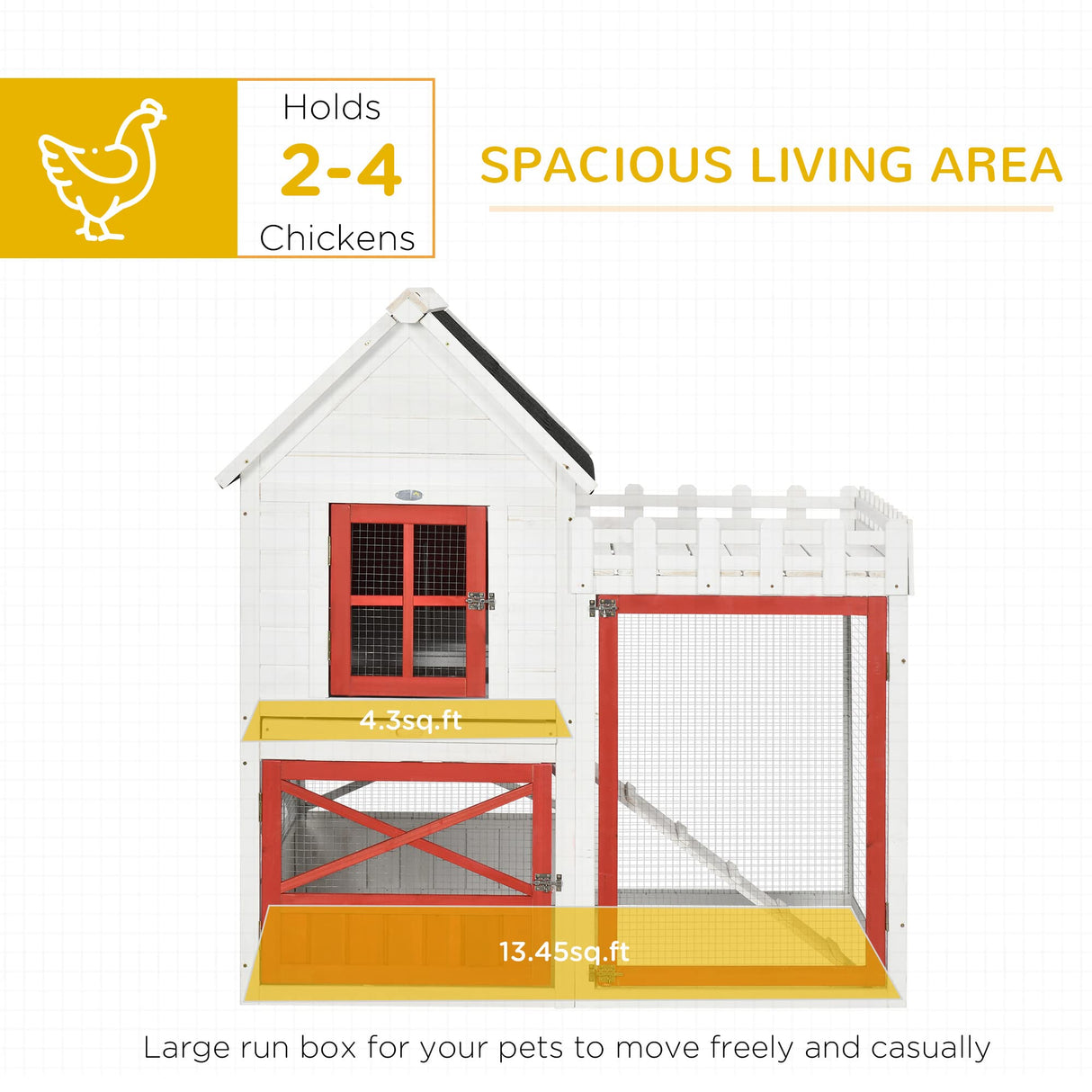 PawHut 51" Small Chicken Coop with Storage Box, Wooden Chicken Coop Chicken House Outdoor Hen House with Nesting Box, Slide-Out Tray, White PawHut