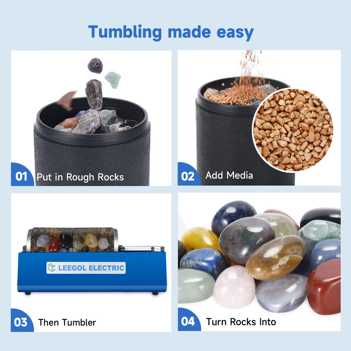 Leegol Electric Rock Tumbler Double Drum 6LB Lapidary Polisher Leegol Electric