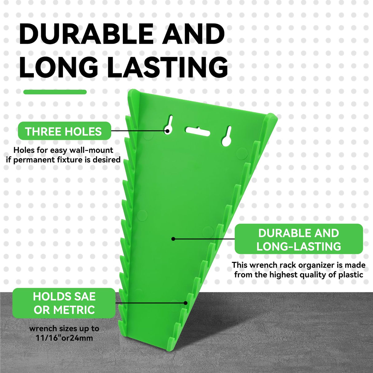 FTIHTRY 4Pack Magnetic Wrench Organizer wrench rack Tool Trays, Premium Quality Wrench Holder SAE(1/4" - 1/16") and Metric(6mm-24mm) FTIHTRY