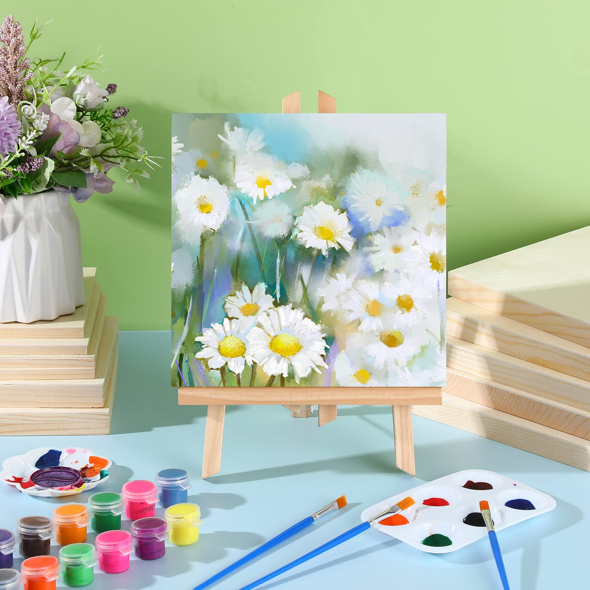 Wood Canvas Boards Unfinished Wooden Panel Boards Wood Paint Pouring Panels for Painting Drawing Home Decor (4.7 x 4.7", 6 x 6", 8 x 8", 10 x 10", 12 Youyole