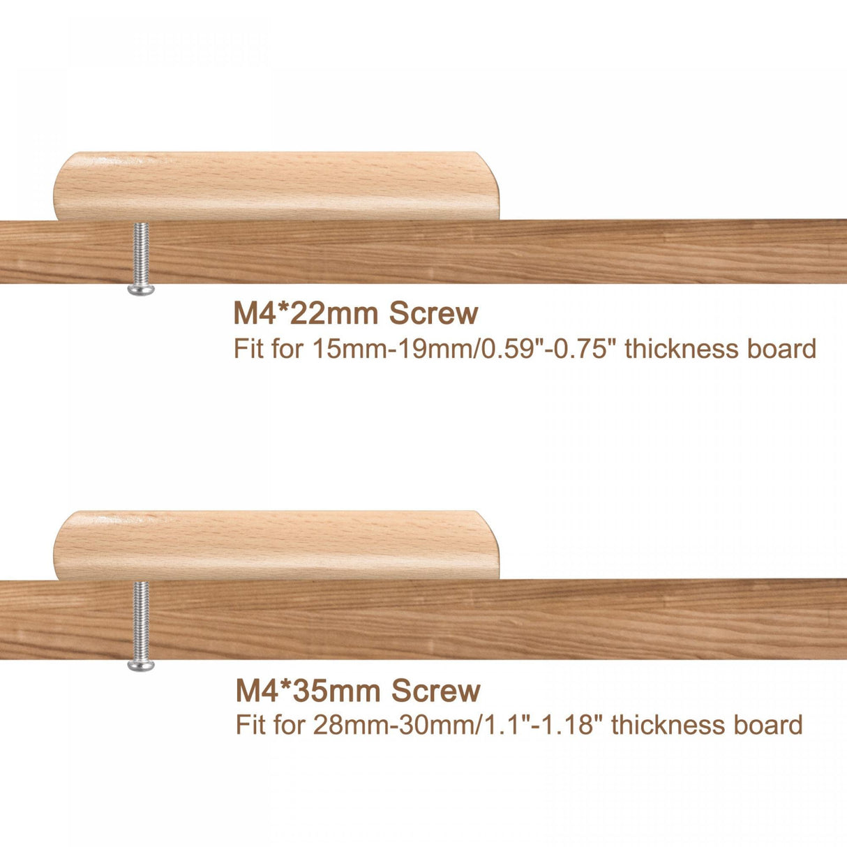 uxcell Wood Pull Handles, 4.88" 5Pcs Wooden Drawer Unfinished Knobs Pulls for Kitchen Furniture Drawer Wardrobe Cupboard with Screws uxcell