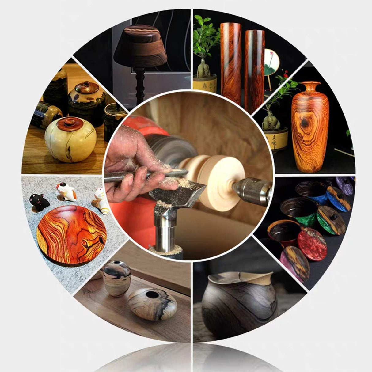 Carbide Wood Lathe Tools, Woodturning Tools Wood Lathe Turning Tool Set, with Round/Square/Diamond Insert and Interchangeable Aluminum Alloy Grip CDIYTOOL