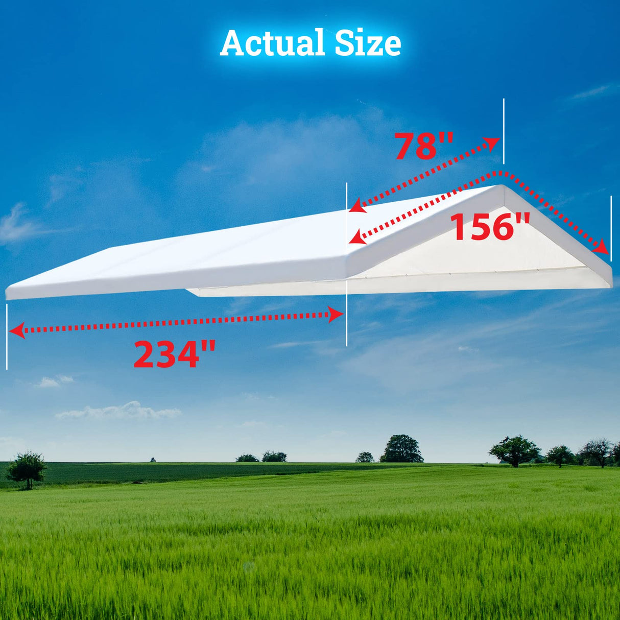 YardGrow 12 x 20 Feet Replacement Top Canopy Roof Cover for Carport Garage Shelter with Bungees, Frame Not Included (White) YardGrow