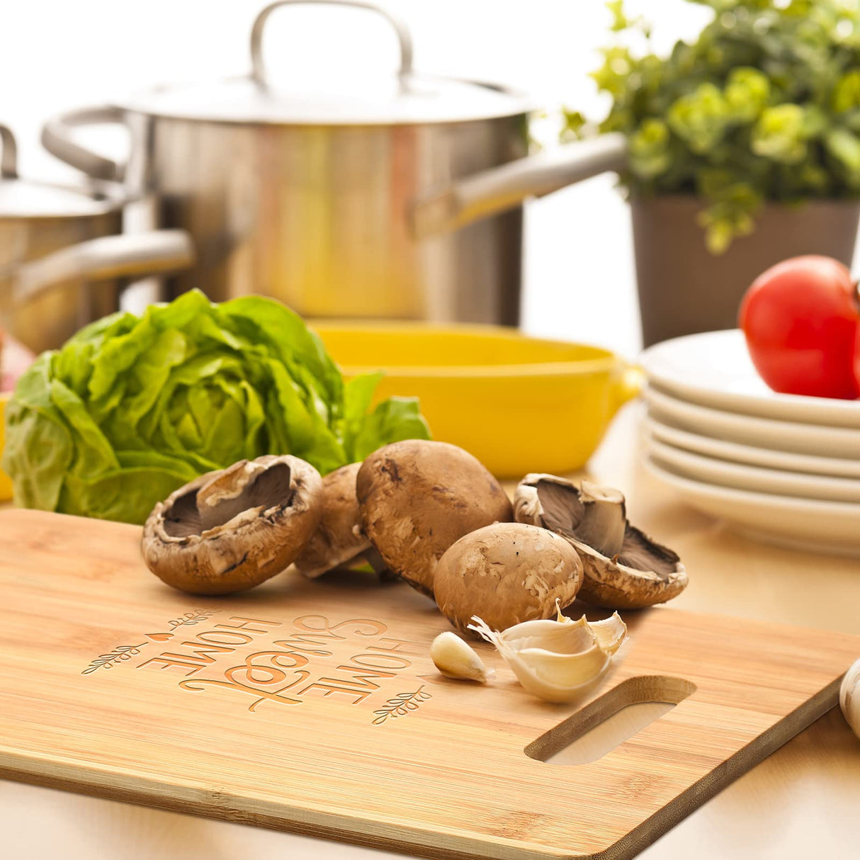 18 Pack Bulk Cutting Board Plain Large Bamboo Cutting Board Set Chopping Board with Handles Blanks Laser Engraving Cutting Board for Customized, Vesici