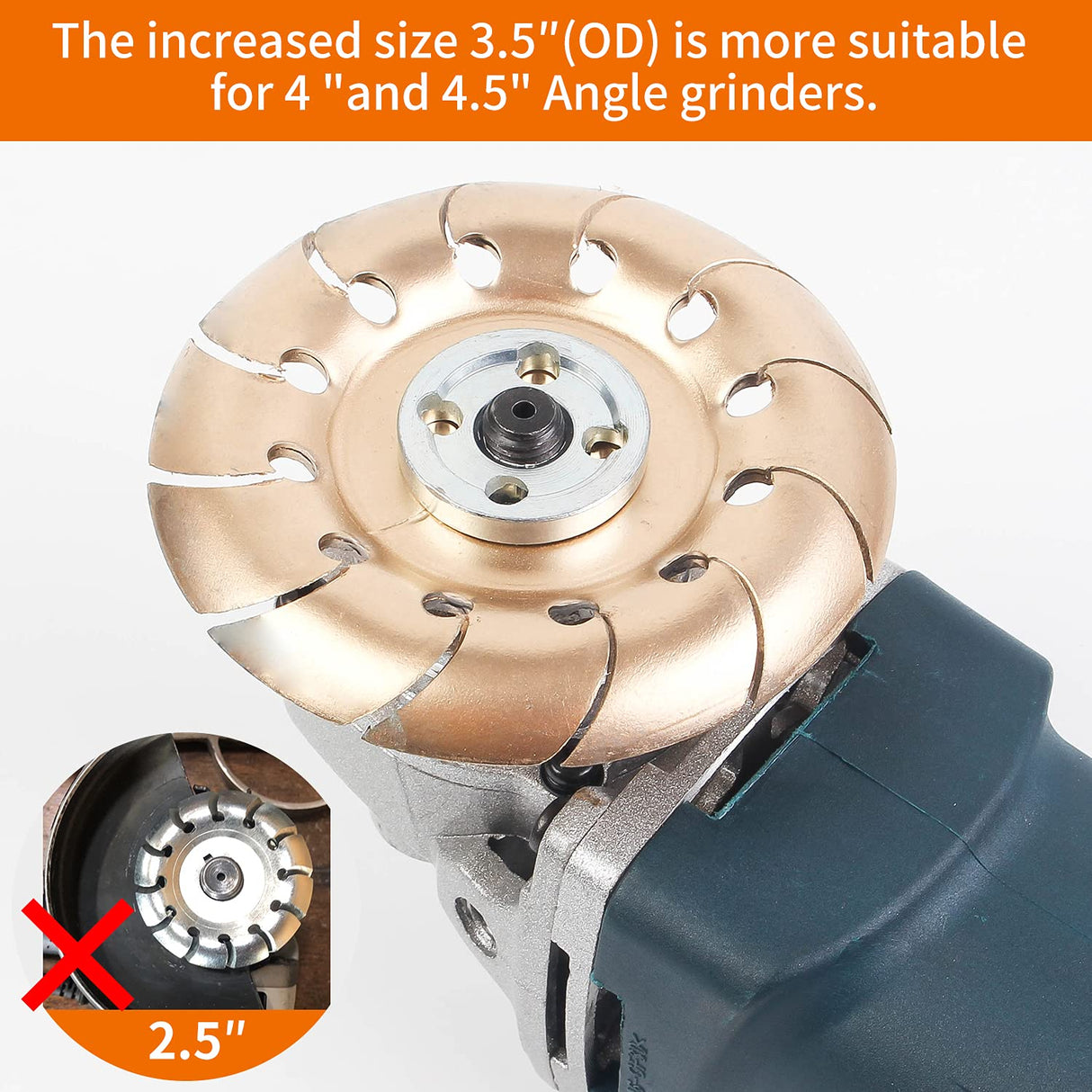 Pomsare Upgraded 4PCS Wood Grinding Wheel for 4" or 4 1/2" Angle Grinder, Grinder Wheel Shaping Disc w/Chain Attachment, Wood Carving Disc Tool for Pomsare
