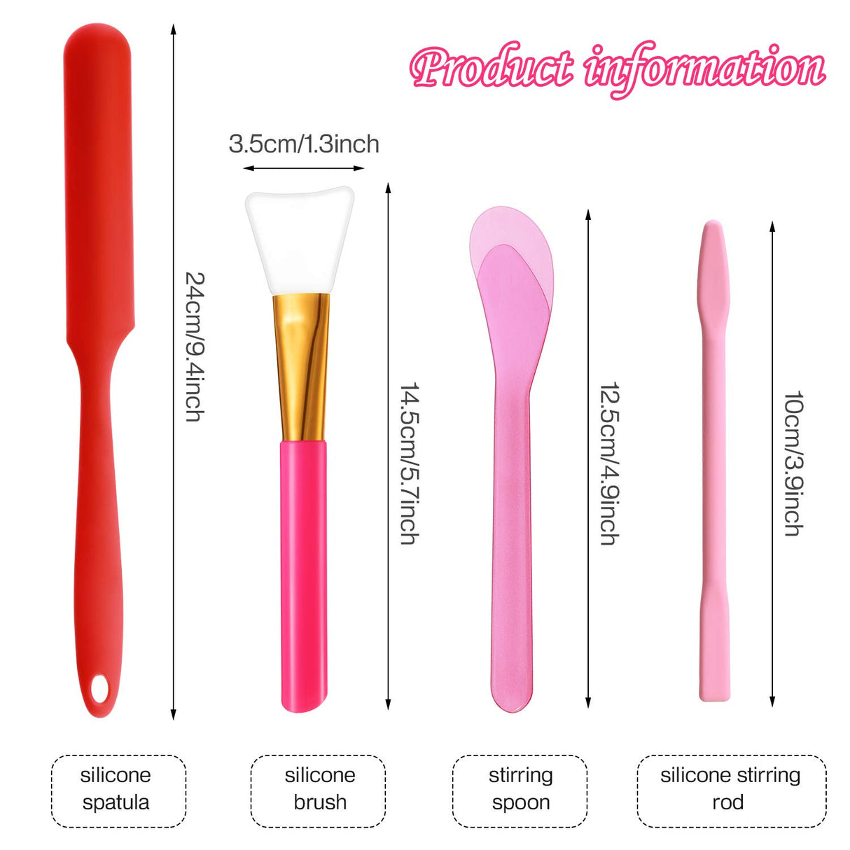 12 Pieces Resin Brush Silicone Stir Sticks Kit, Silicone Epoxy Brush Silicone Stirring Tool Applicator Mixing Spoon Silicone Scraper DIY Crafts Tool Patelai