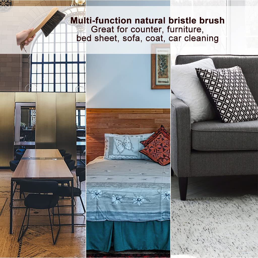 Counter Brush for Furniture Patio Woodworking Drafting Cleaning, Wooden Handle with Horsehair Bristle Bench Brushes, 13 Inches Hand Broom SUPERWASH PLUS