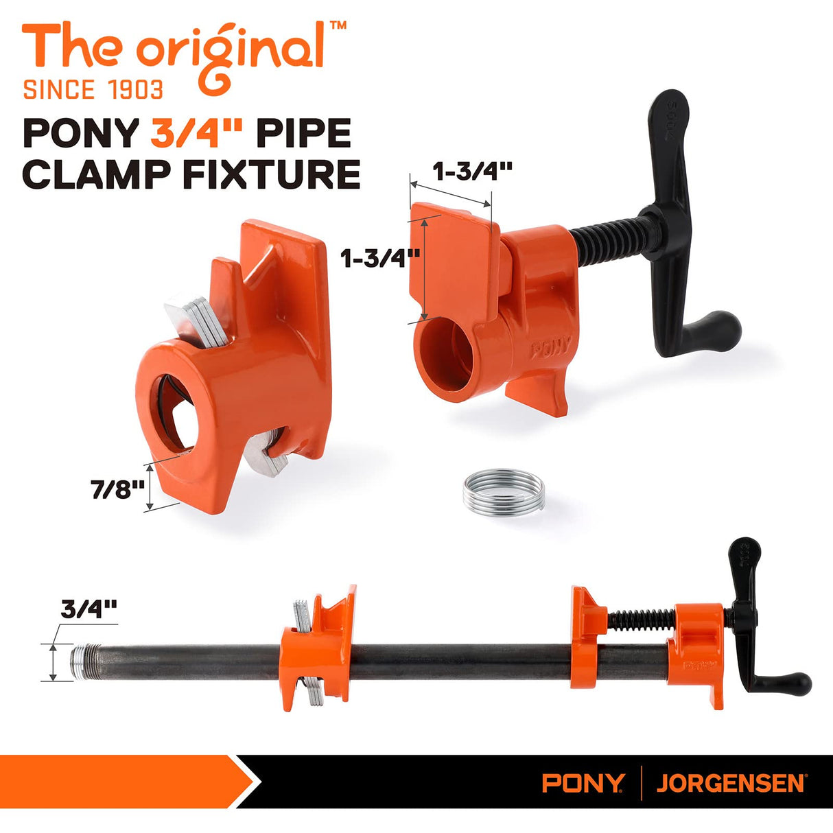 PONY 2-Pack 50 Wood Gluing Pipe Clamp Fixture for 3/4 Inch Black Pipe PONY