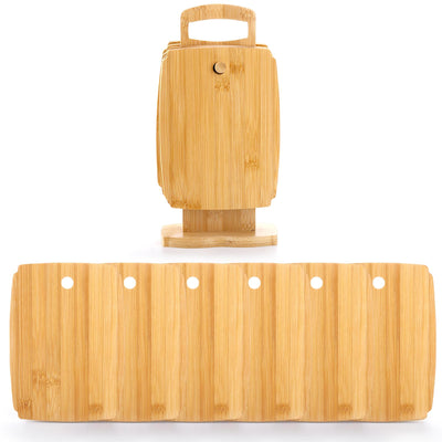 Nicunom 6 Pack Bamboo Cutting Board, Kitchen Cutting & Serving Board Set with Holder, Wood Chopping Board Charcuterie Boards for Laser Engraving
