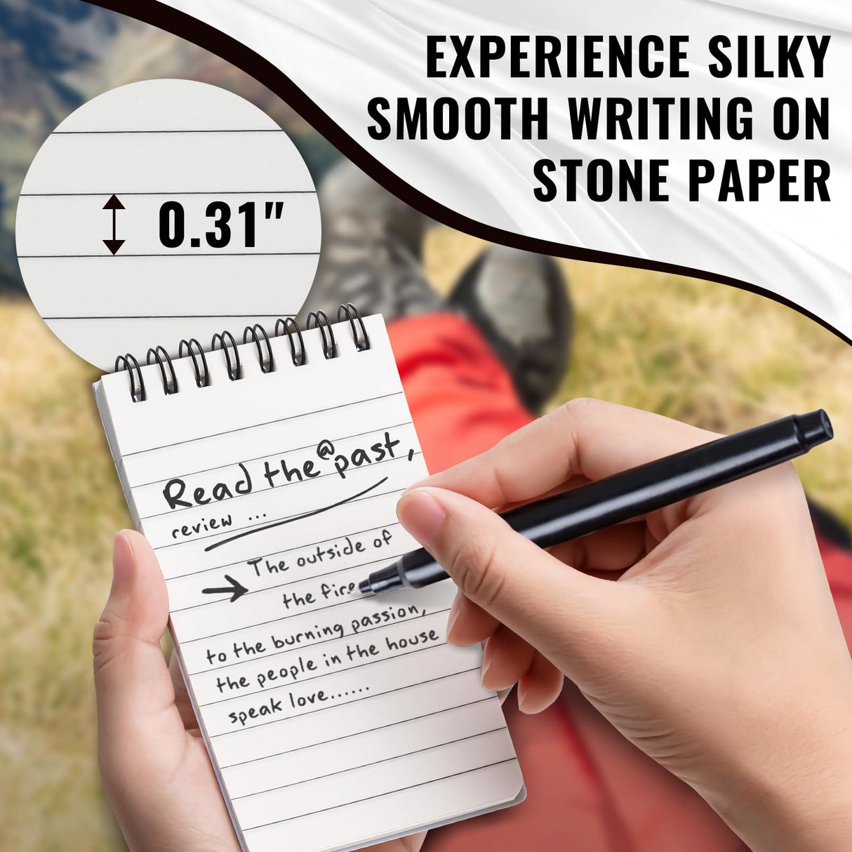 POPYOLA Waterproof Pocket Notebook, All Weather 3x5 Pocket Notepads with Lined Pages, Small Top Spiral Notebook Little Mini Memo Steno Note Pads for POPYOLA