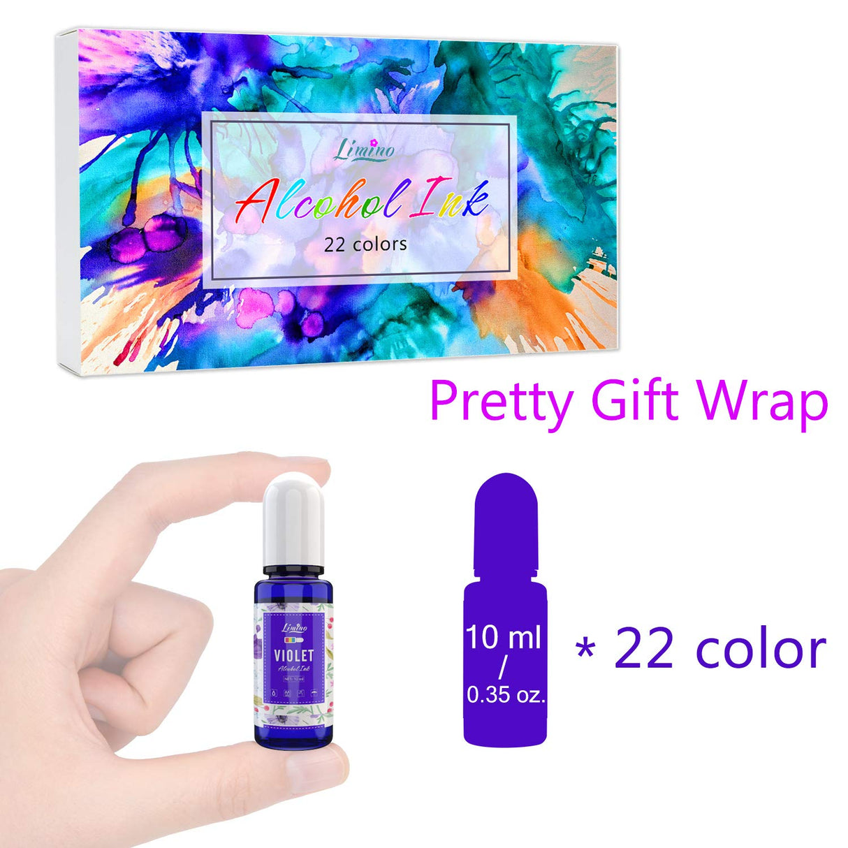 Alcohol Ink Set - 22 Colors x 0.35oz Alcohol Based Ink for Epoxy Resin Painting, Resin Petri Dish Making - Concentrated Alcohol Paint Color Dye for Limino