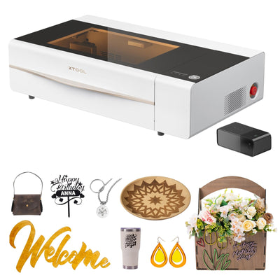 xTool P2 55W CO2 Laser Cutter, Smart Desktop CO2 Laser Engraver and Cutter Machine, Dual Smart 16MP Cameras, Curved Surface Engraving, Create with