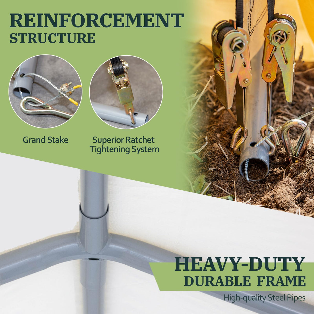 Weather Fast 6x6 Ft Heavy Duty Outdoor Storage Shed Shelter with Roll-up Zipper Door S-Hooks and Sandbags, Waterproof and UV Resistant Portable Weather Fast