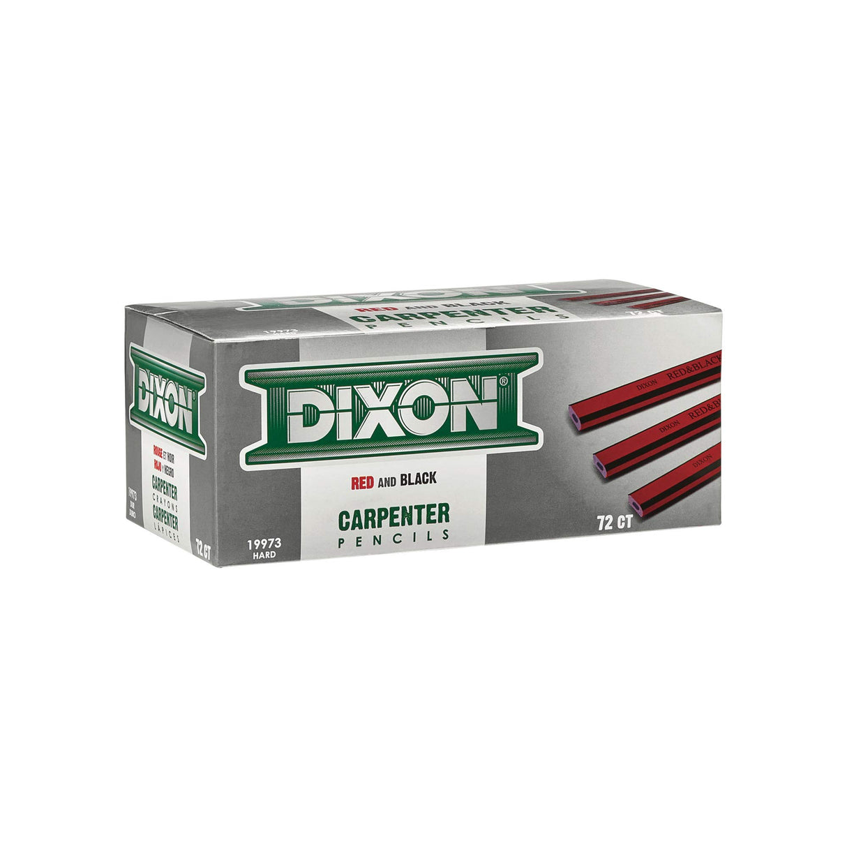 DIXON Industrial Carpenter Pencils, Hard Graphite Core, Red/Black, 7", 12-Pack (19973) Dixon