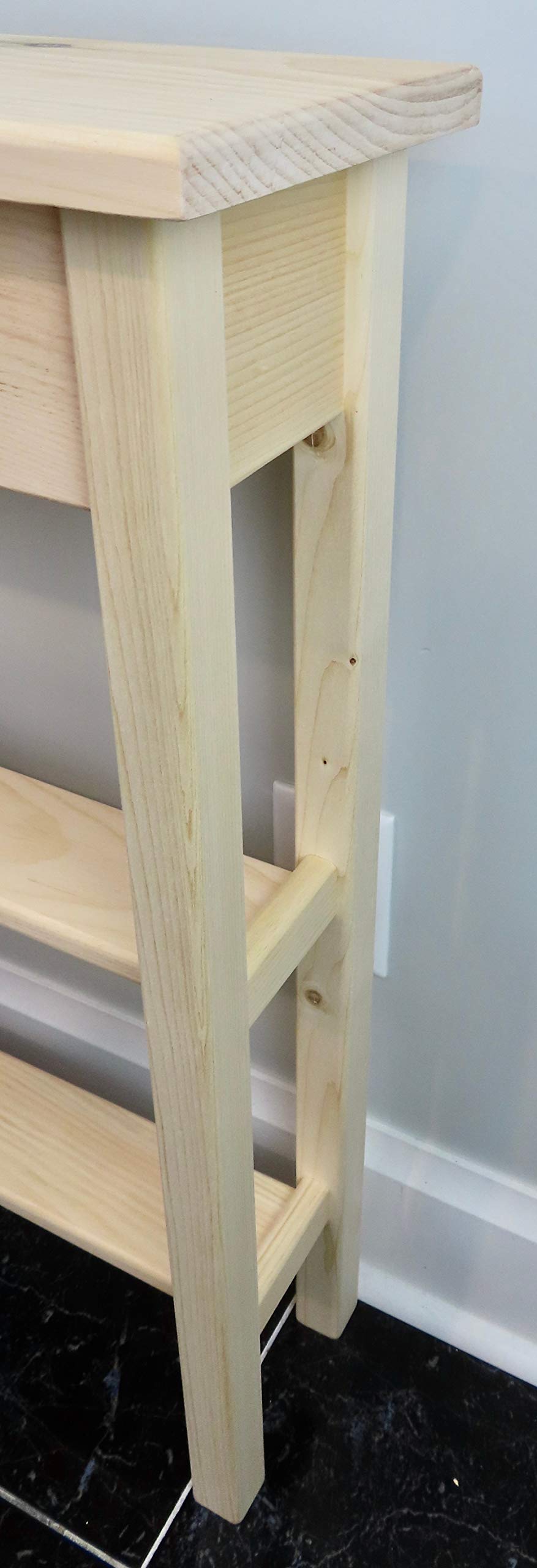 36" Narrow Console Sofa Table - Unfinished Foyer Pine Table With Bottom Storage Shelf Generic