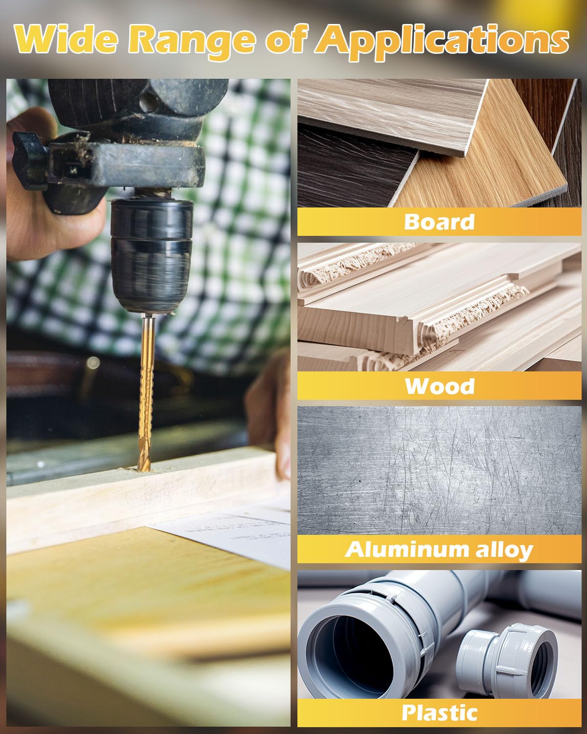 AOKLIT 6 Pack Titanium Coated HSS Twist Drill Bit, 3-8mm Hex Shank Serrated Cutting Drill Bit Woodworking Tools for Wood Metal Plastic Hole AOKLIT