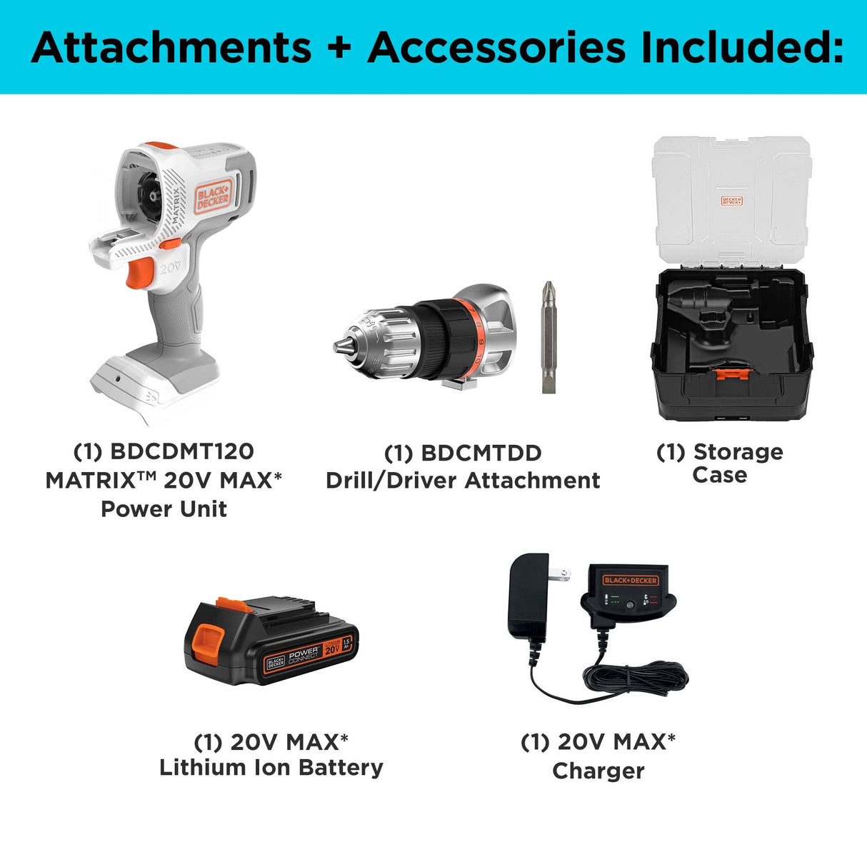 BLACK+DECKER BLACK+DECKER MATRIX 20V MAX* Drill Kit with Storage Case (BDCDMT120WCSTFF) BLACK+DECKER
