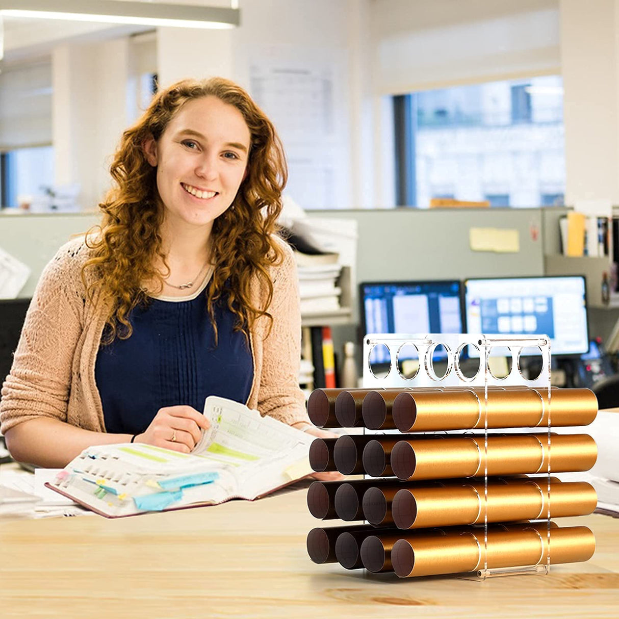 leevehold Vinyl Roll Storage Rack, Sturdy Vinyl Roll Holder, Vinyl Storage Organizer for Craft Room, 20-Holes | Aperture 2 Inch, Easy to Assemble leevehold