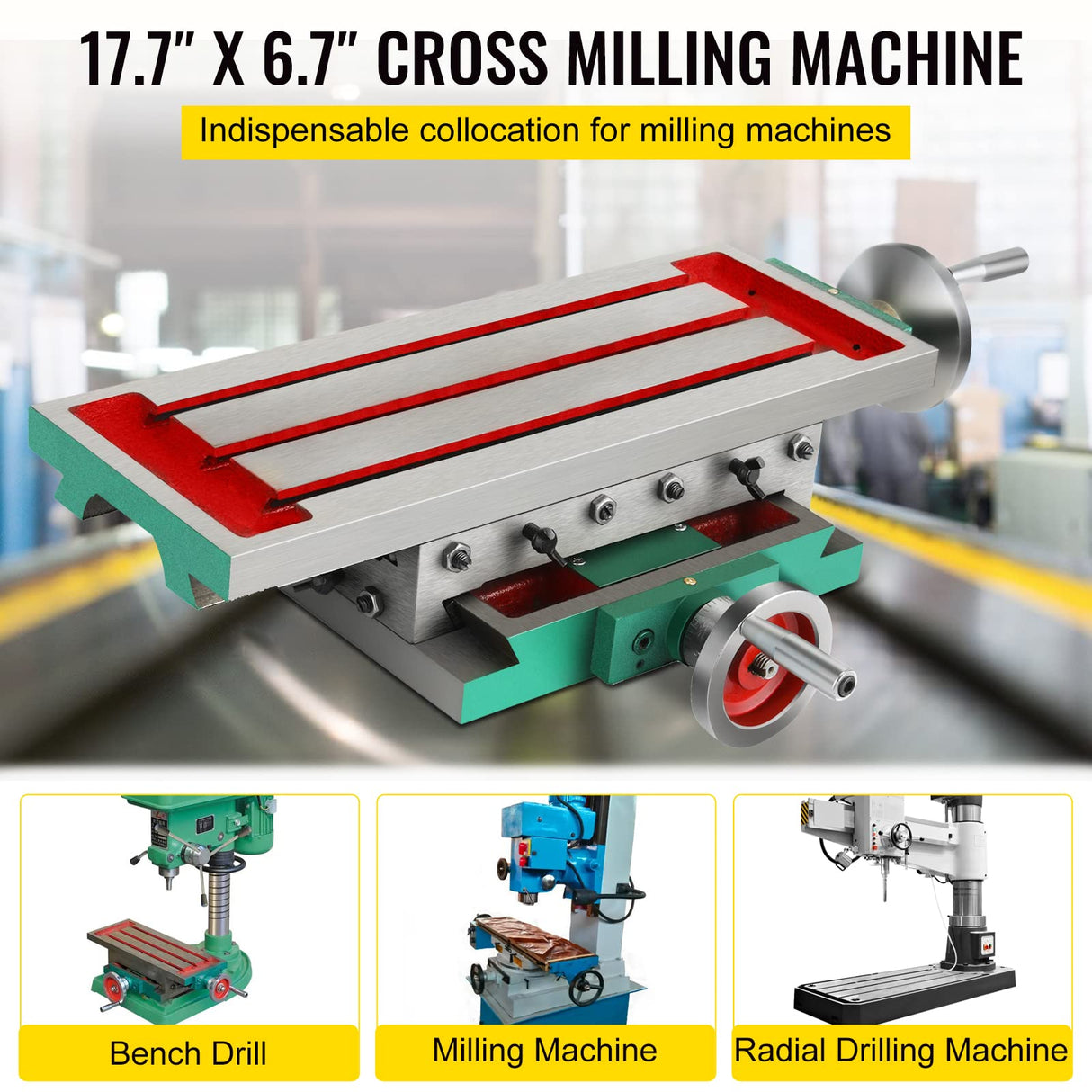 Mophorn Milling Working Table 17.7 X 6.7 Inch, Compound Milling Machine Work Table 2 Axis 4 Ways Move, Multifunction Milling Working Table Heavy-duty Mophorn