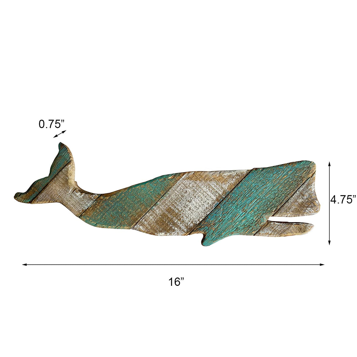 YUMBOR Rustic Wooden Nautical Hanging Handcarved Whale Wall Decor, Distressed Whale Wall Sculpture Indoor Outdoor Beach Themed Decoration 16''H YUMBOR