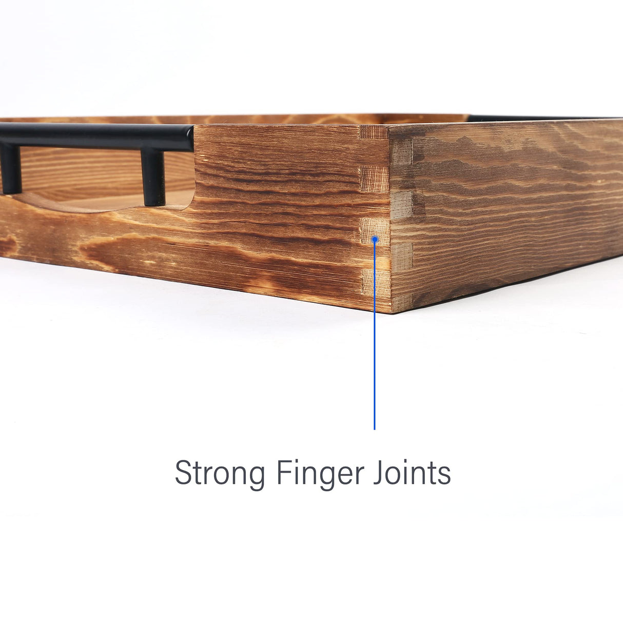 LotFancy Large Ottoman Tray for Living Room, 17x13'' Wood Serving Tray with Handles, Home Décor for Coffee Table, Sofa, 2 Skidproof Coasters Included LotFancy