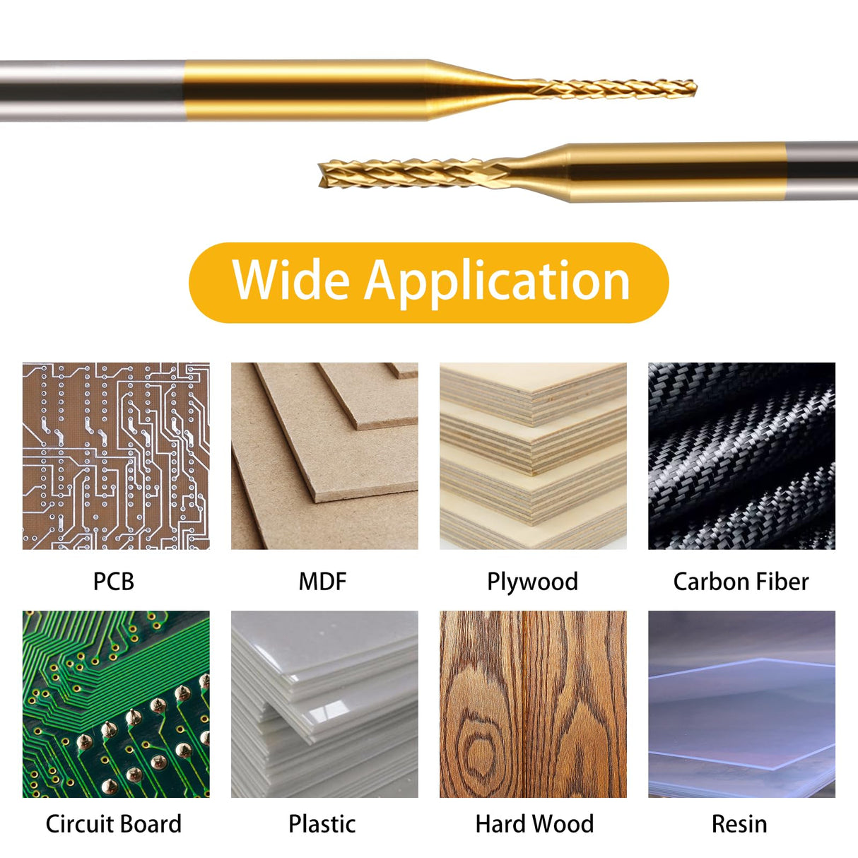 End Mill Sets,10Pcs Titanium Coat End Mill,1/8" Shank 0.8-3mm Micro End Mill Engraving Bits CNC Router Bits for Dremel Rotary Tools HOZLY