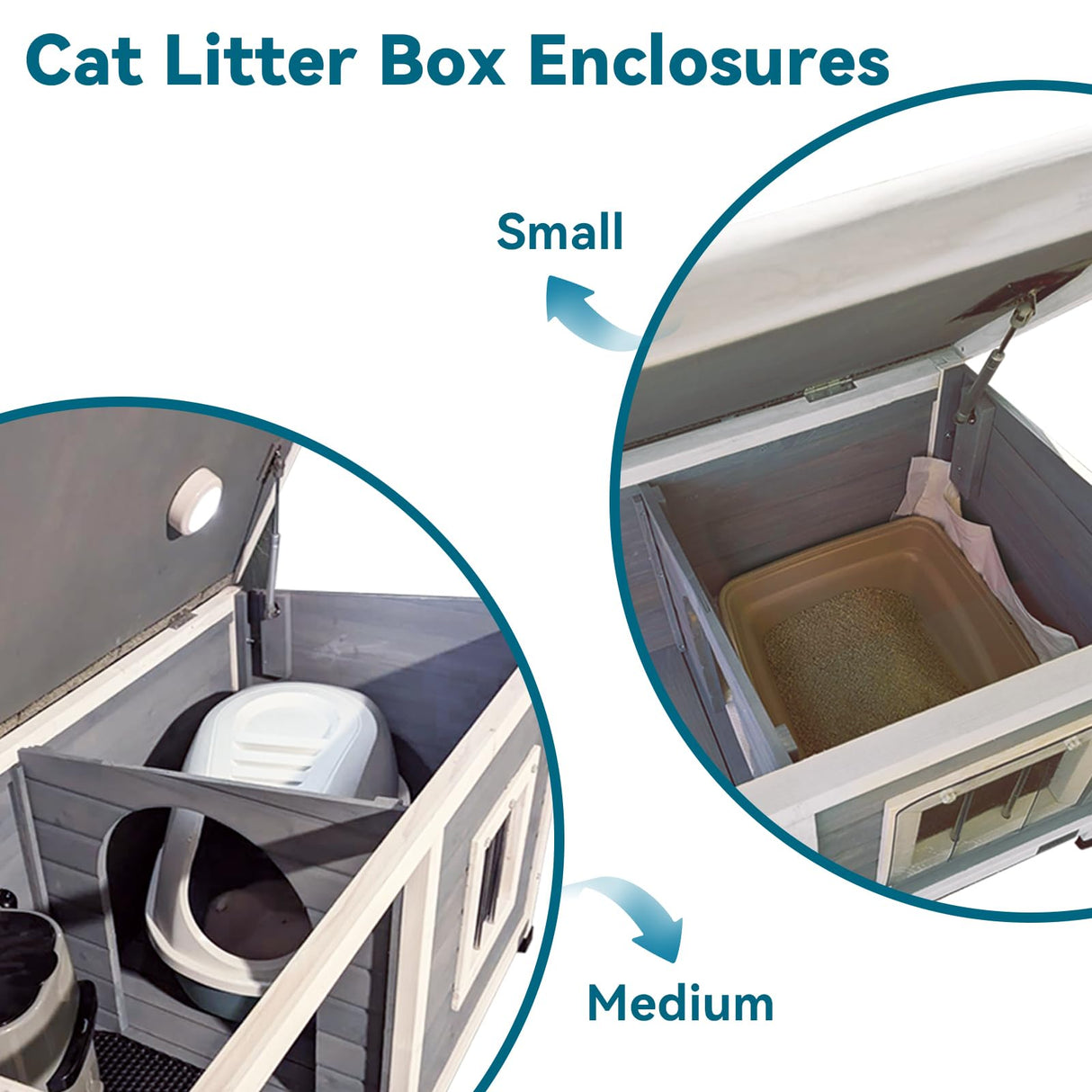 Petsfit Outdoor Wooden Dog House for Small Dogs, Light Grey, Small/33.6" L x 24.7" W x 23" H Petsfit