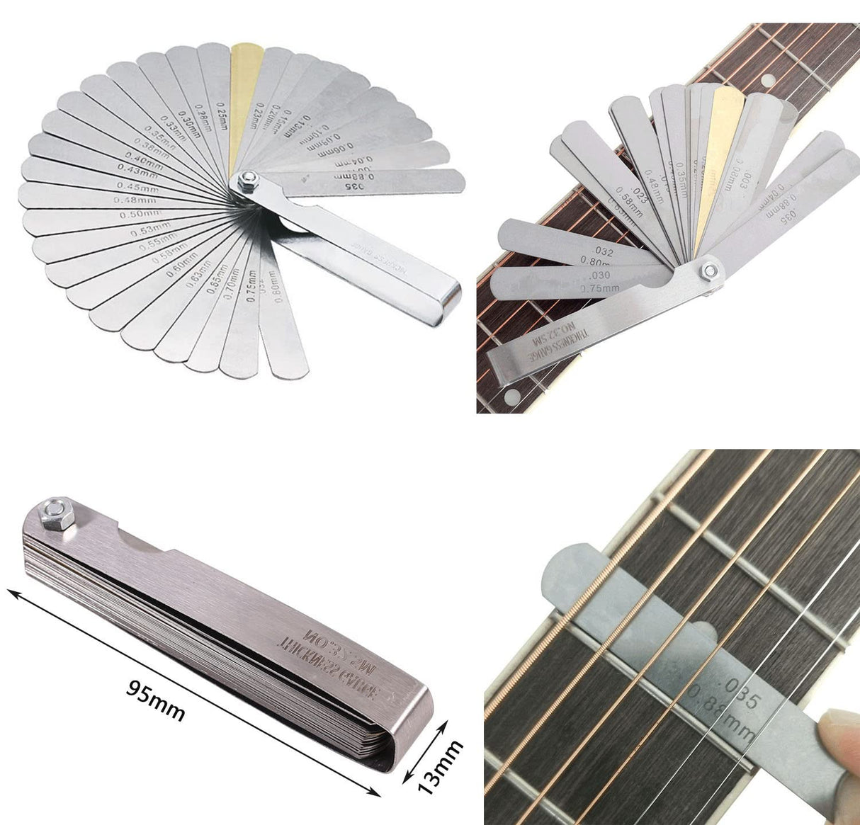 jiayouy Set of 14 Pieces Luthier Tools Set Guitar Neck Notched Straight Edge 9pcs Guitar Radius Gauge String Action Gauge Ruler Fret Rocker Fret Jiayouy